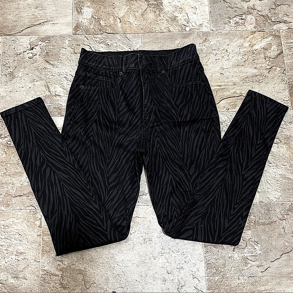 High Waisted Zebra Print Skinny Jeans Sz 6 R